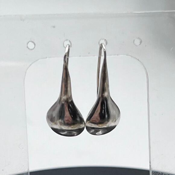 Sterling Silver Vintage Pear-shaped TearDrop Raindrop Dangle 925 Earrings - Picture 2 of 11